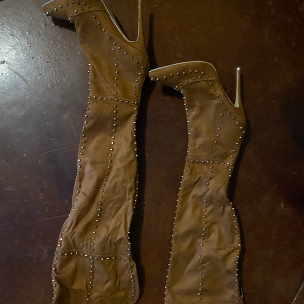 Suede knee high boots